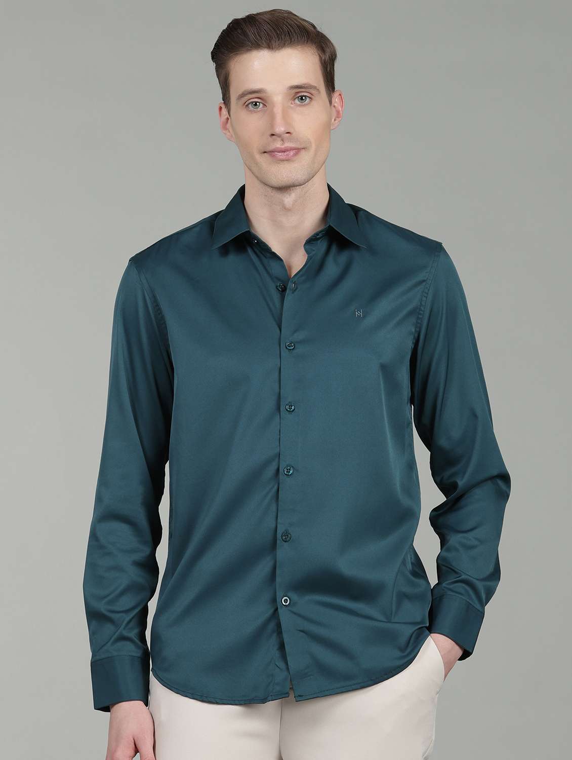 men solid long sleeve regular fit casual shirt - 22358672 -  Standard Image - 1