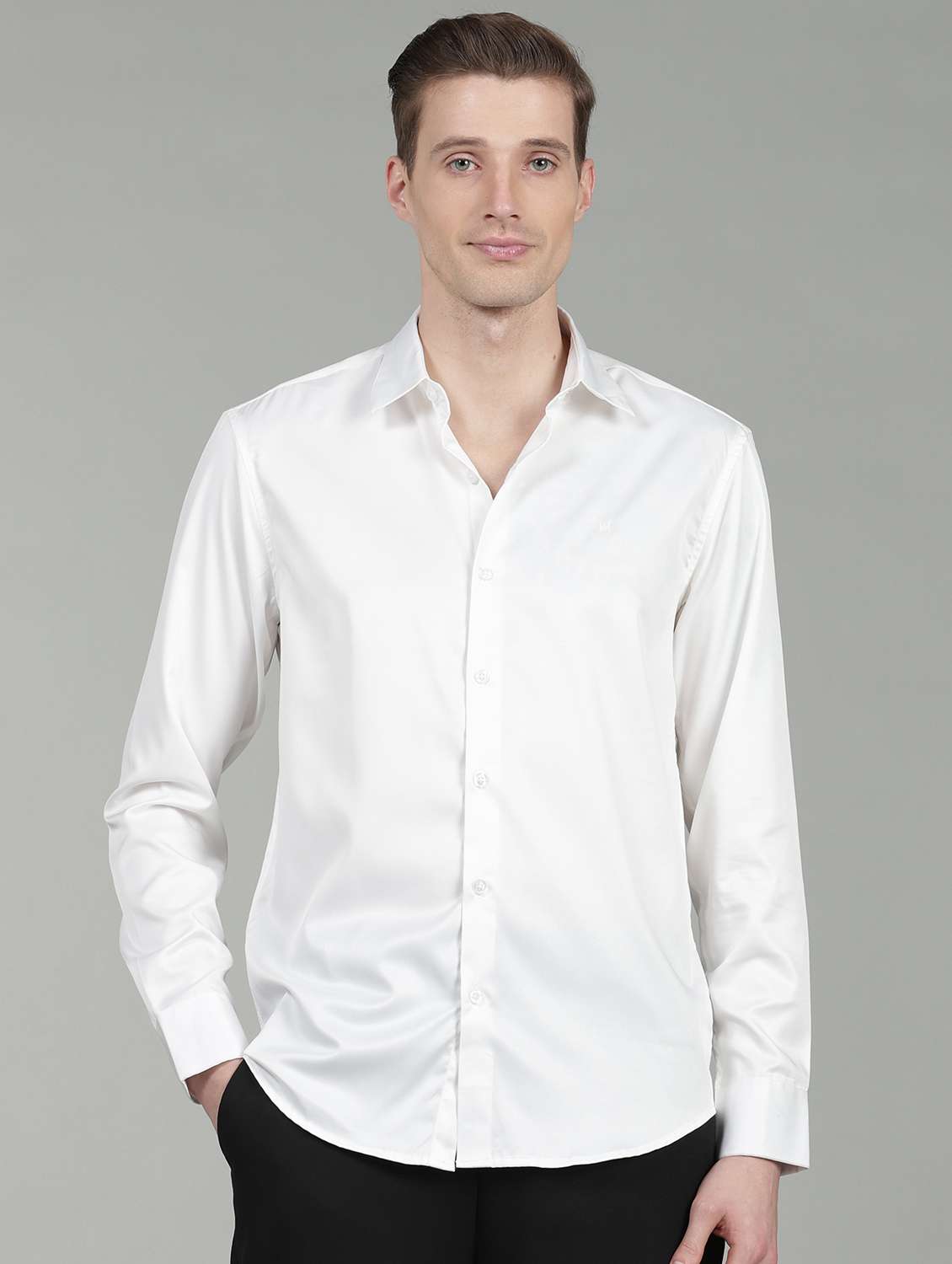 men solid long sleeve regular fit casual shirt - 22358675 -  Standard Image - 1