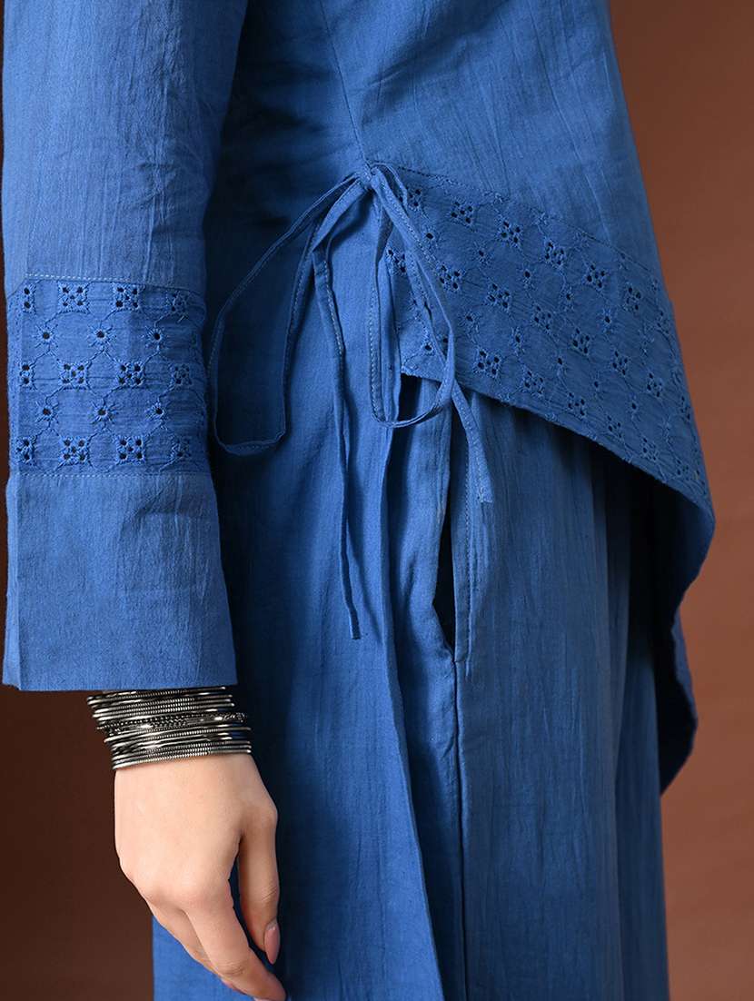 women solid long sleeve kurta palazzo set - 22358713 -  Standard Image - 4