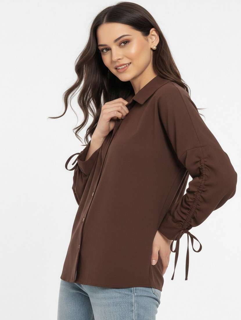 women solid long sleeve regualr fit shirt - 22358718 -  Standard Image - 1