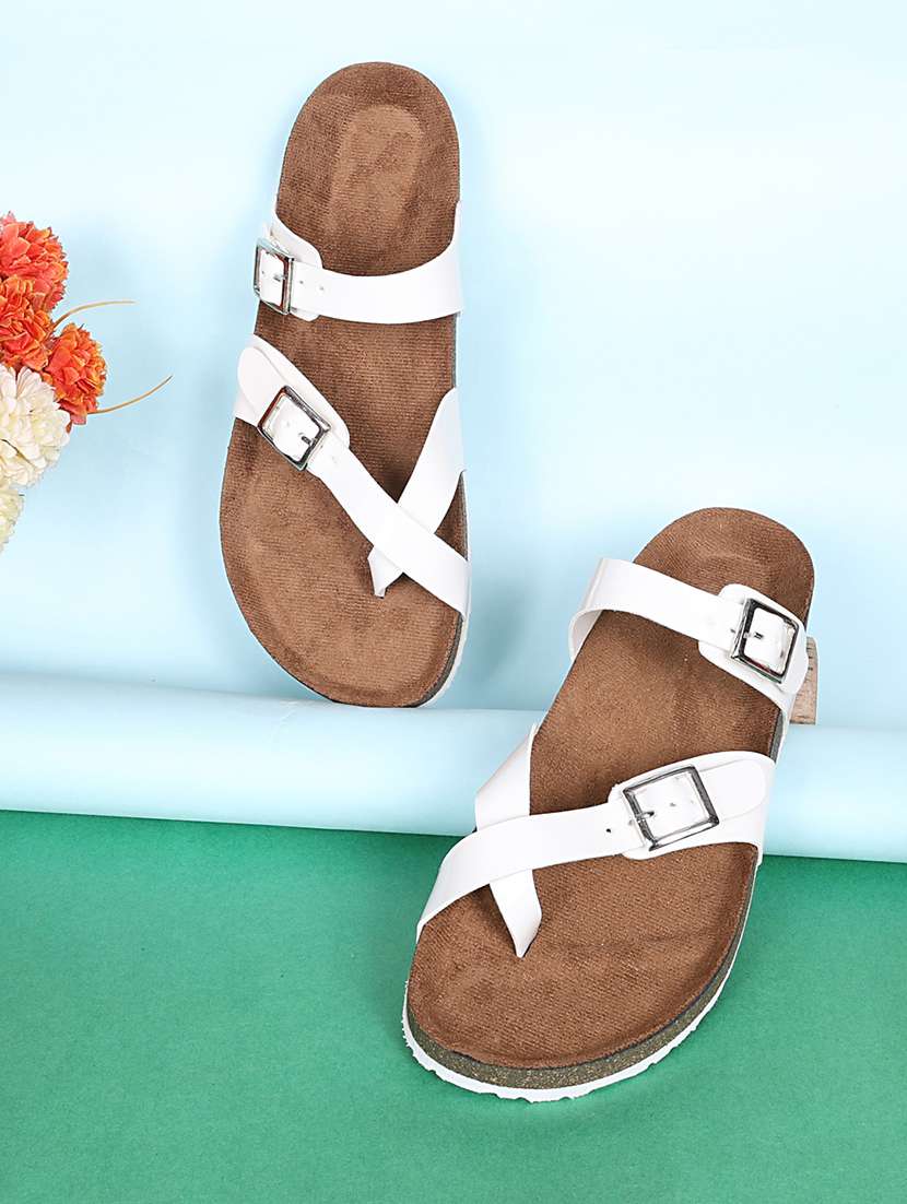 women solid slip on sandals