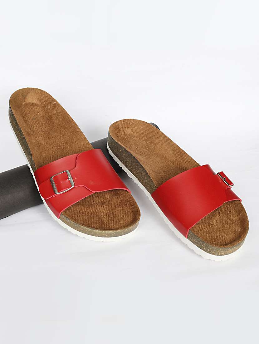 women solid slip on sandals