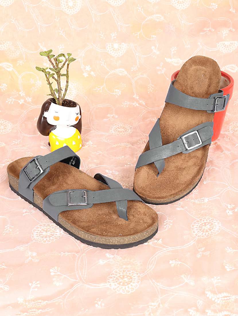 women solid slip on sandals