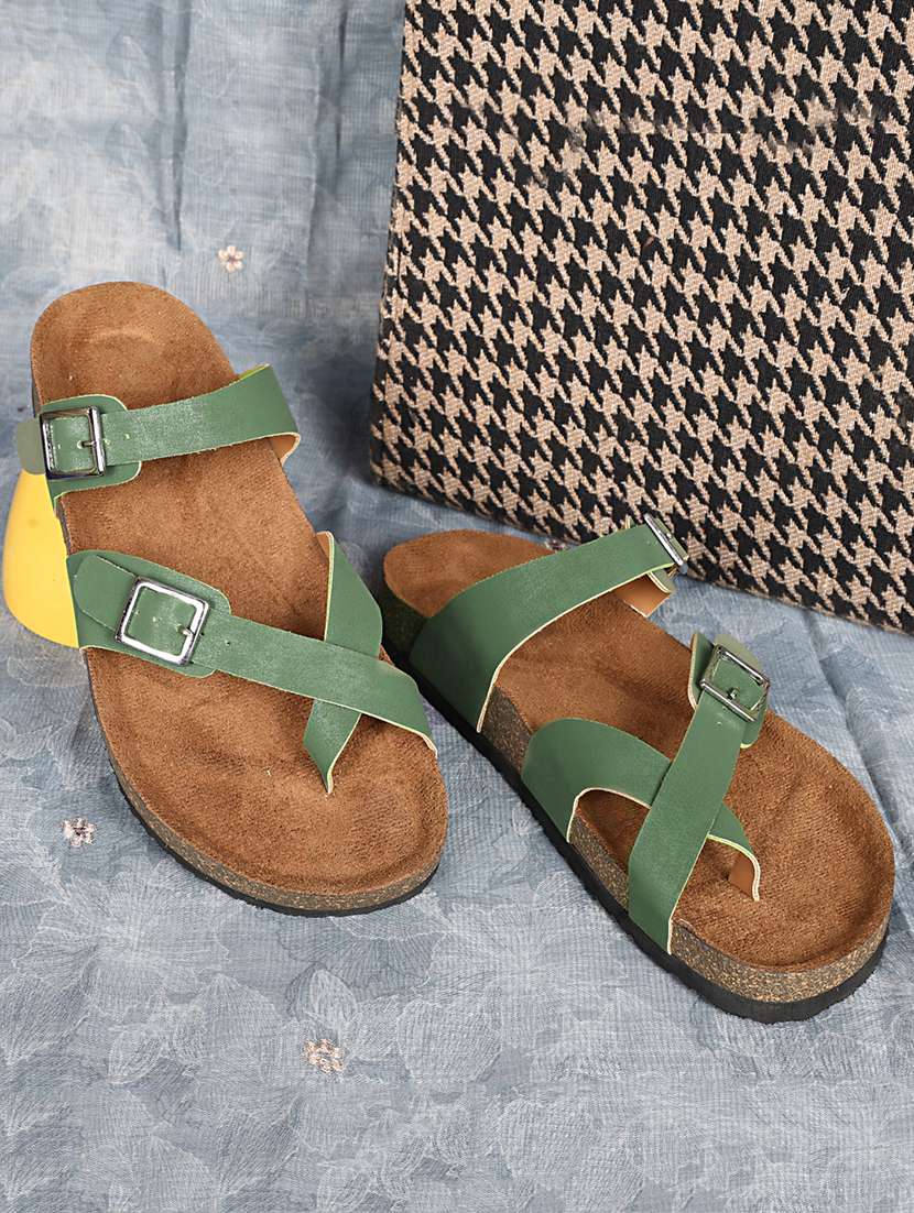 women solid slip on sandals