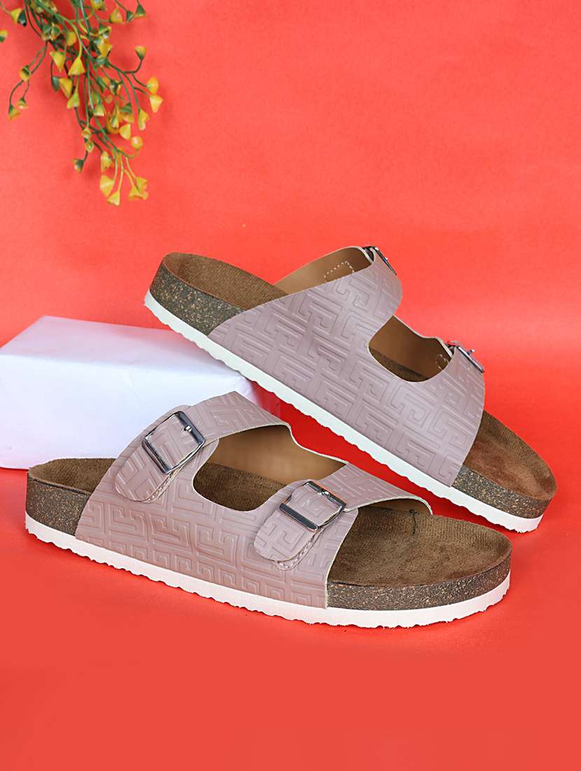women solid slip on sandals