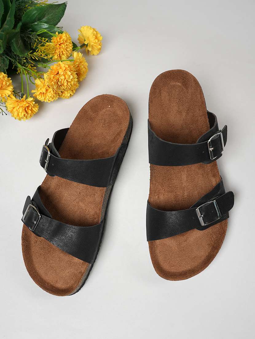 women solid slip on sandals