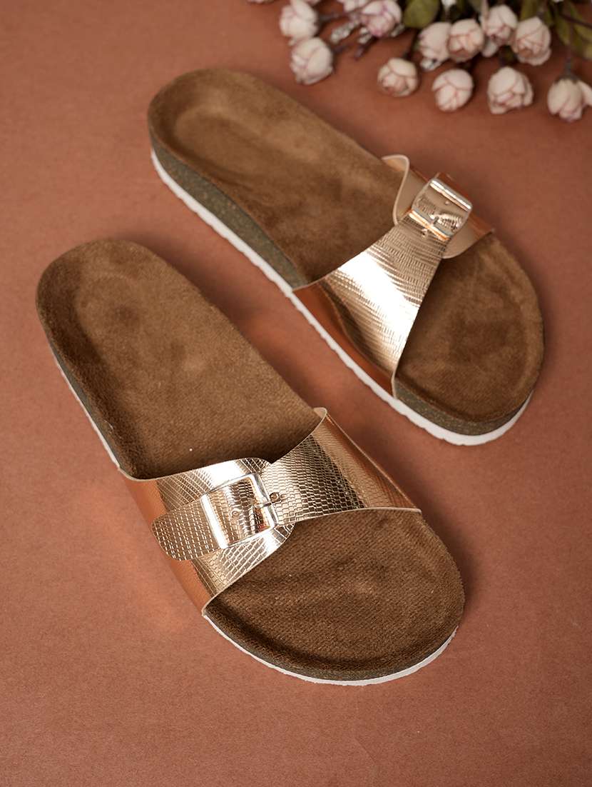 women solid slip on sandals