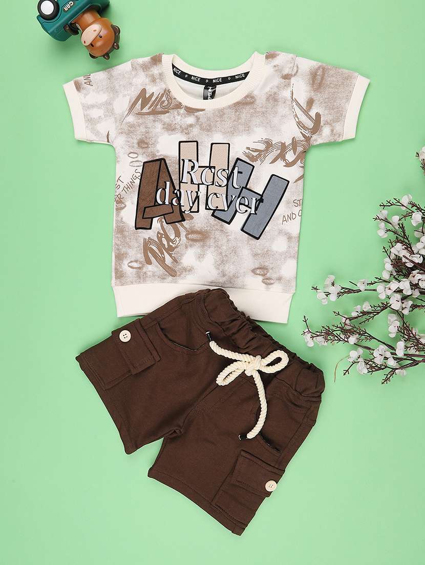 kids printed round neck t-shirt and shorts set - 22358979 -  Standard Image - 1