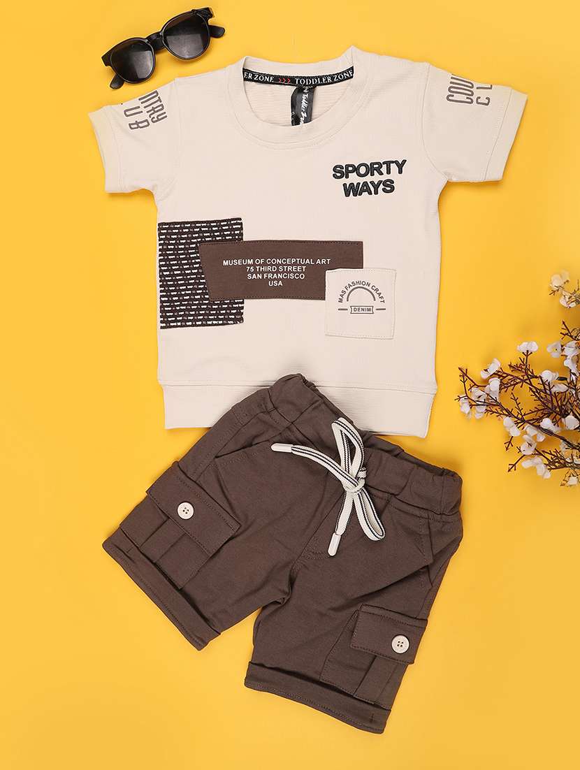 boys printed round neck t-shirt and shorts set - 22358982 -  Standard Image - 1