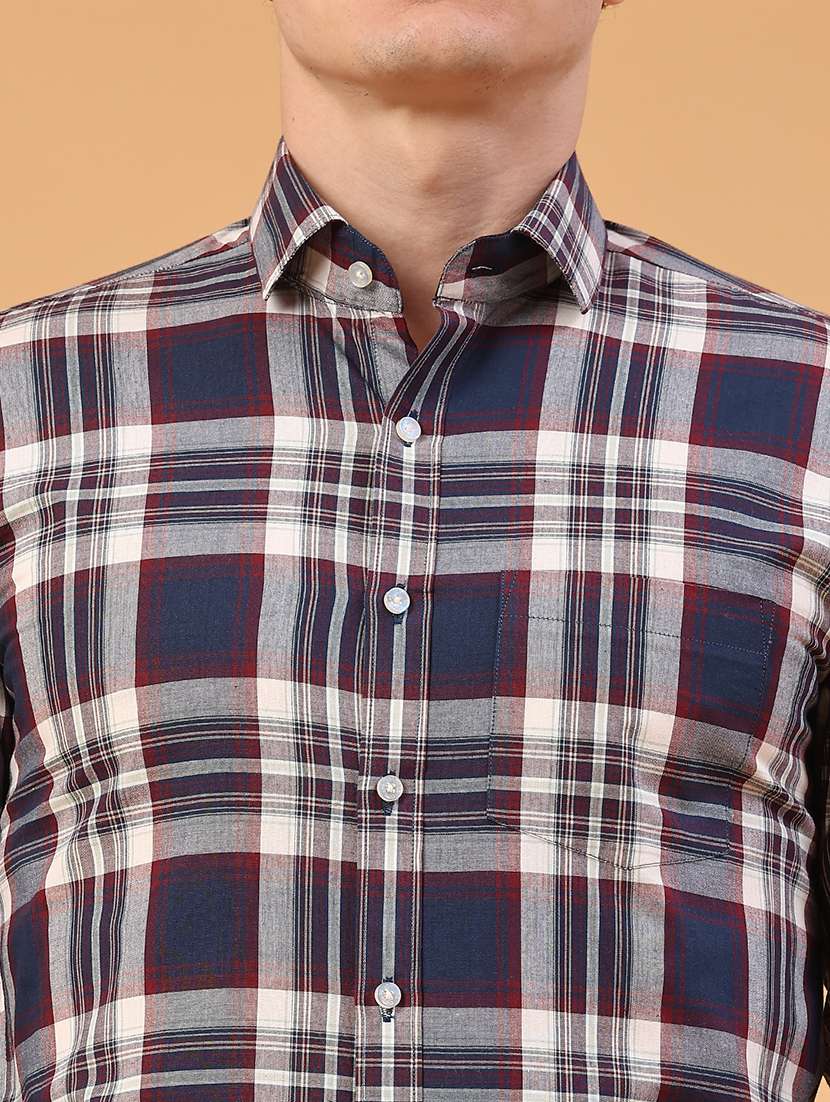 men checkered long sleeve slim fit formal shirt - 22359265 -  Standard Image - 1