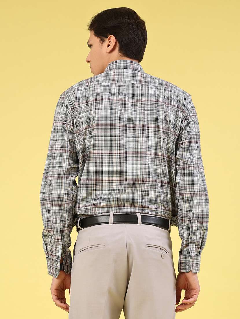 Men Checkered Long Sleeve Slim Fit Formal Shirt - 22359267 -  Standard Image - 4