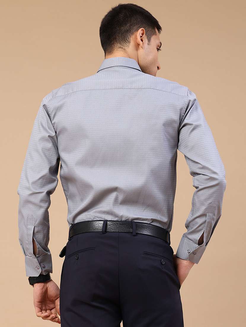 men self design long sleeve slim fit formal shirt - 22359271 -  Standard Image - 4