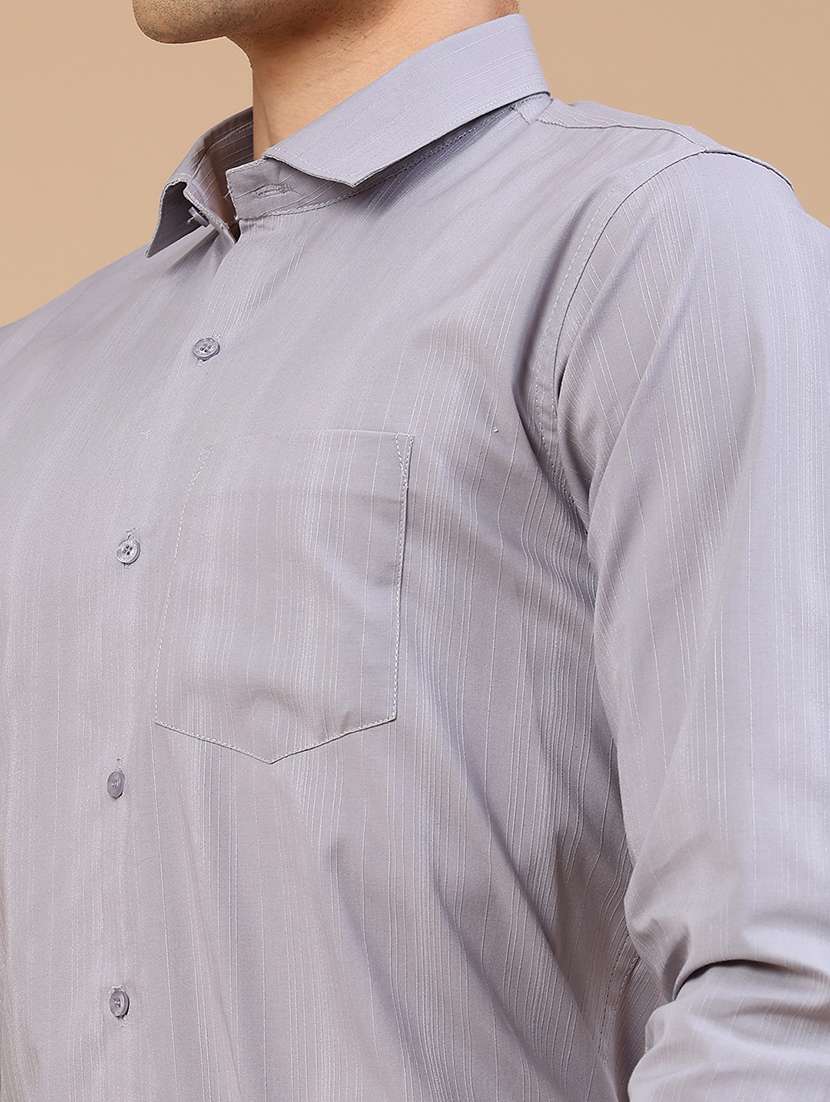 men self design long sleeve slim fit formal shirt - 22359283 -  Standard Image - 1