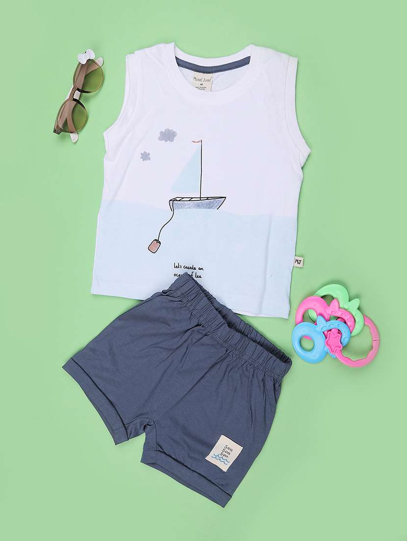 boys printed round neck t-shirt and shorts set - 22359375 -  Standard Image - 1