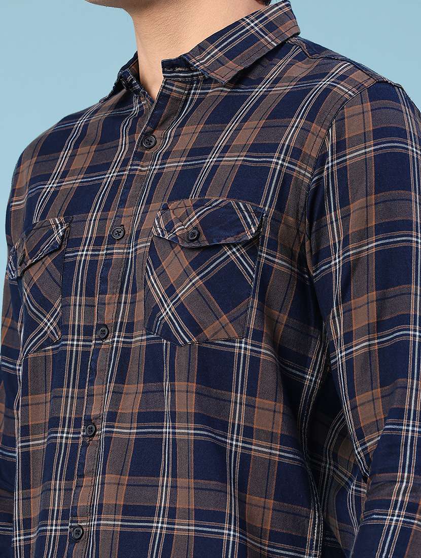 men checkered long sleeve slim fit casual shirt - 22359855 -  Standard Image - 1