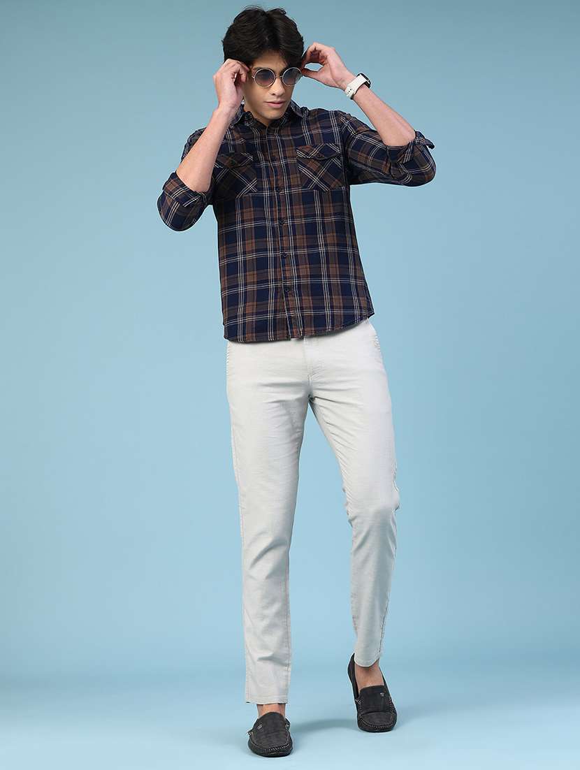 men checkered long sleeve slim fit casual shirt - 22359855 -  Standard Image - 4