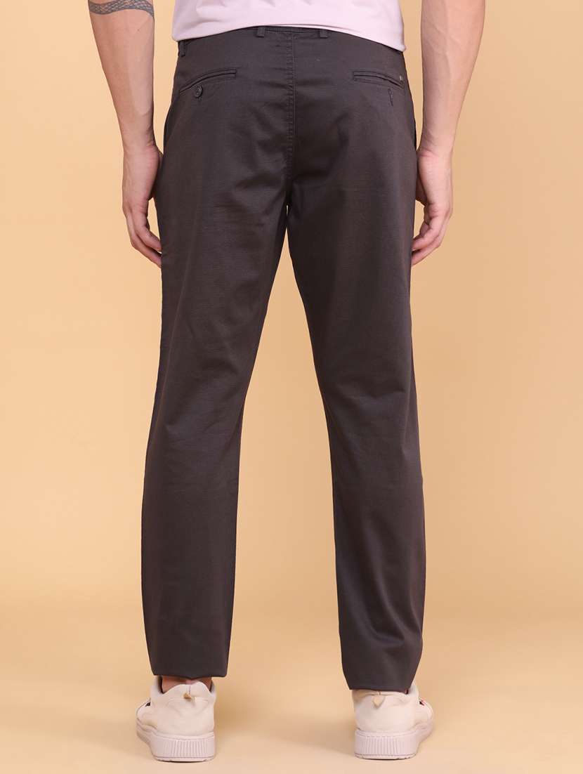 Men Solid Mid Rise Chinos Casual Trouser - 22359883 -  Standard Image - 4