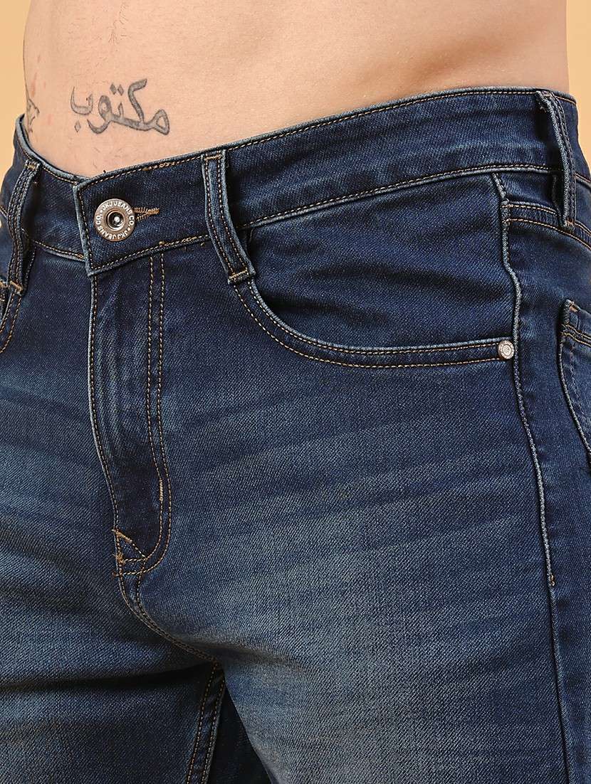 men washed mid rise full length slim fit jeans - 22359932 -  Standard Image - 1