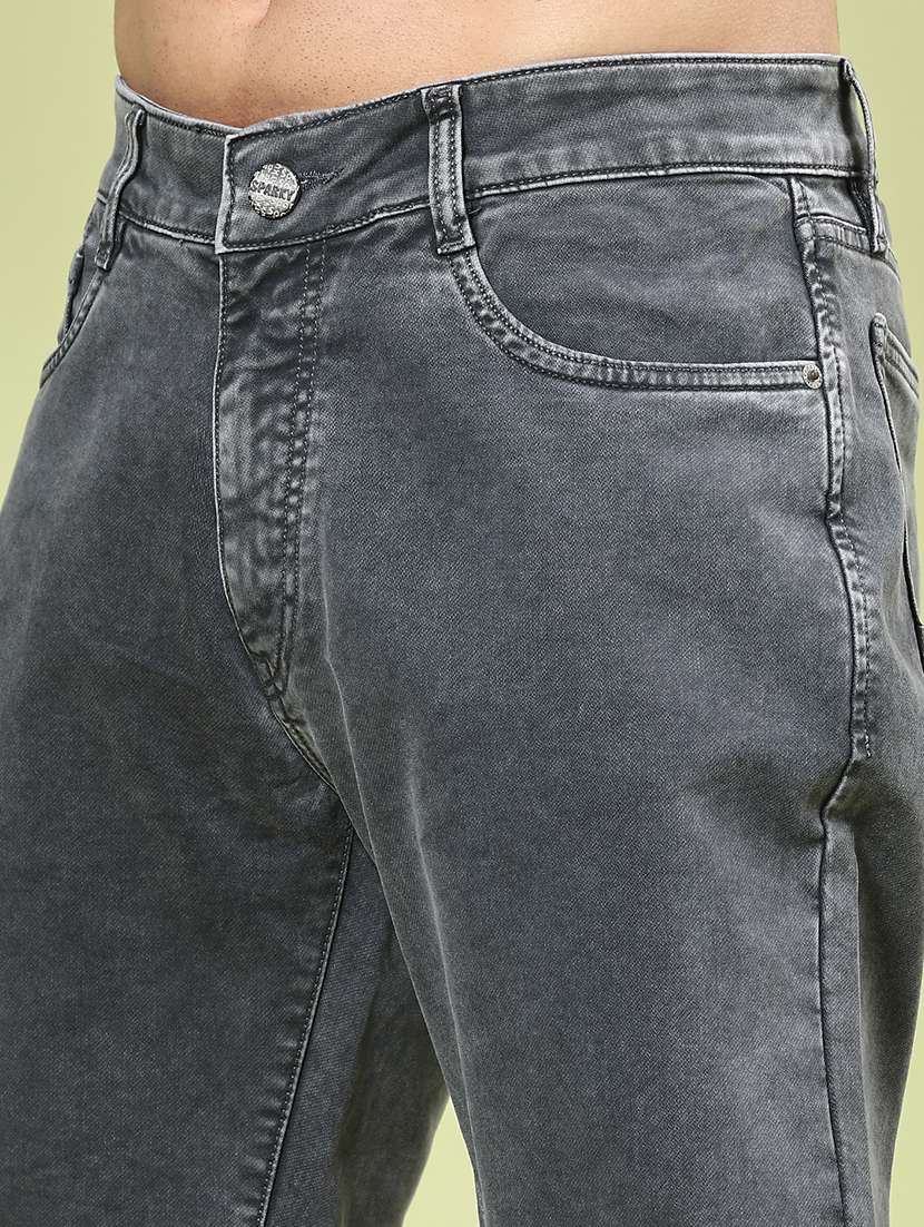 men plain mid rise full length straight jeans - 22359939 -  Standard Image - 1