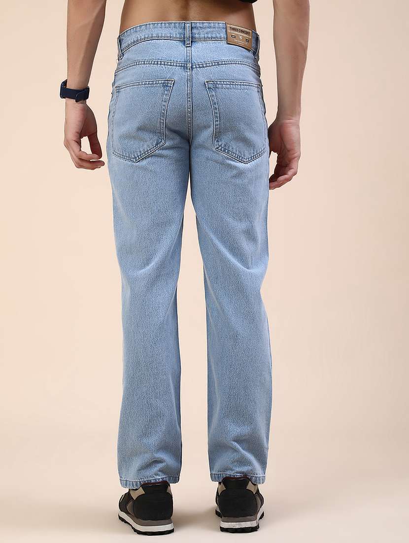 men plain mid rise full length straight jeans - 22359949 -  Standard Image - 4