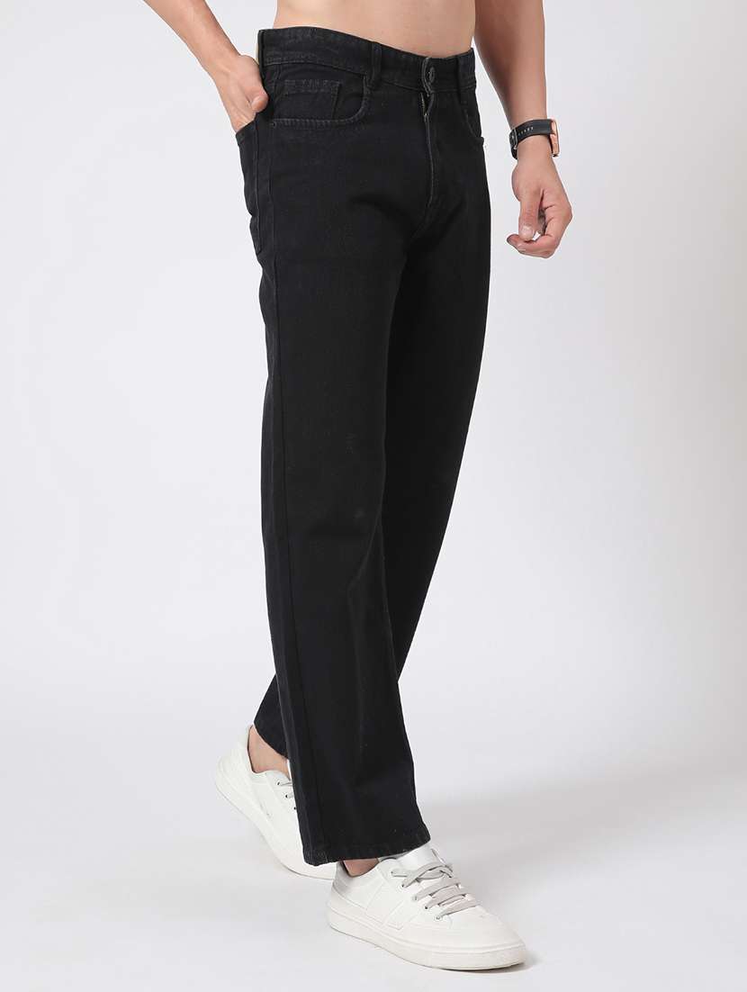 men plain mid rise full length straight jeans - 22359952 -  Standard Image - 1