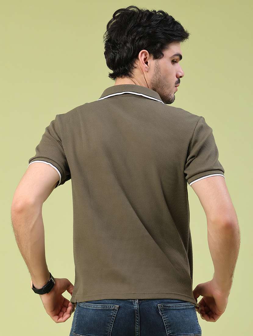 men textured short sleeve regular fit polo t-shirt - 22359958 -  Standard Image - 4