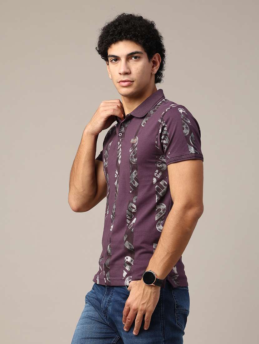 purple cotton blend plain tshirt - 22359969 -  Standard Image - 1