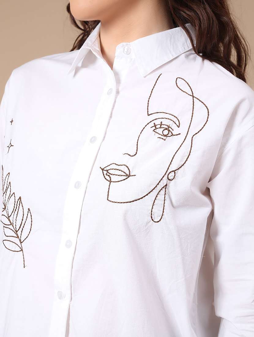 White Cotton Regular Shirt - 22360005 -  Standard Image - 1