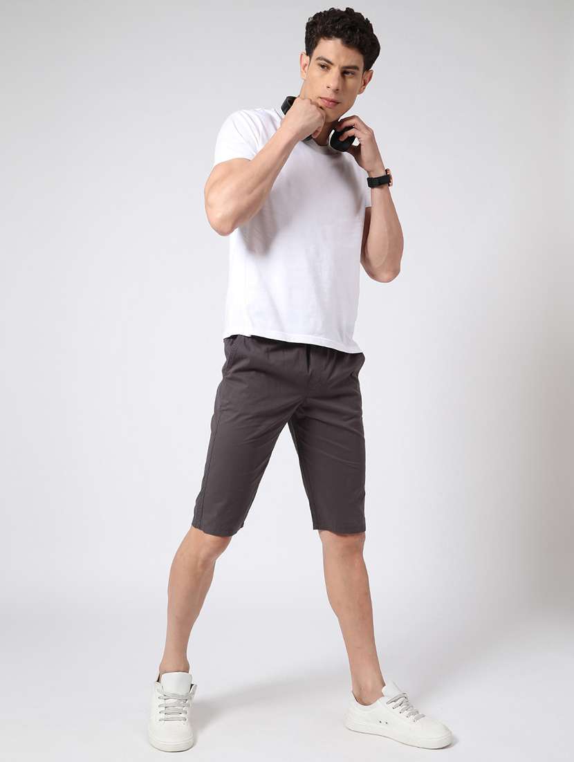 grey cotton shorts three  fourths - 22360042 -  Standard Image - 4