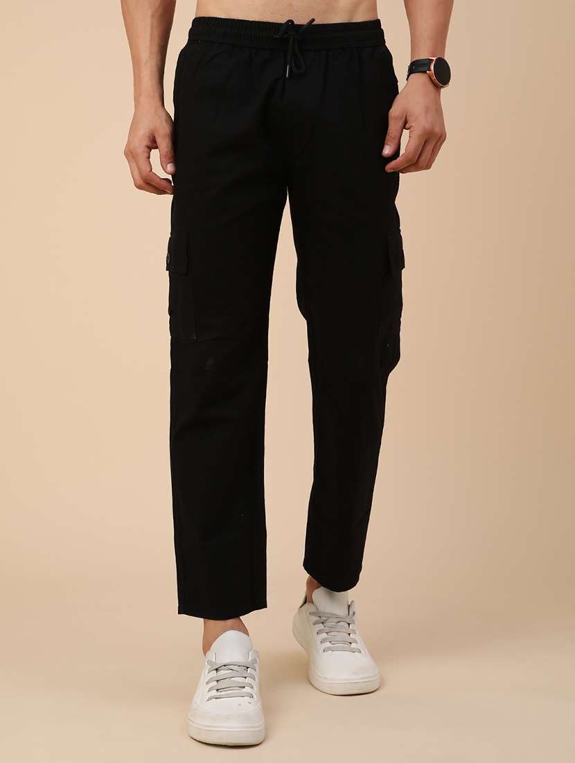black cotton  full length track pant
