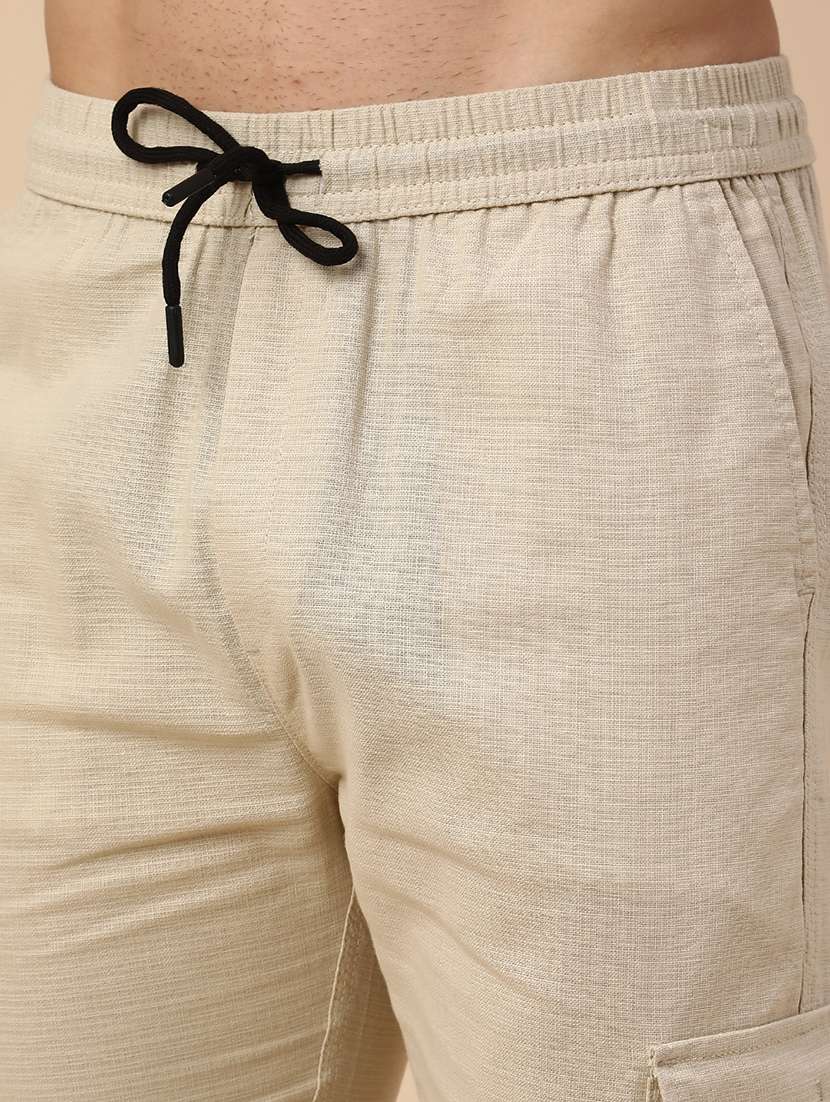 beige cotton  full length track pant - 22360127 -  Standard Image - 1