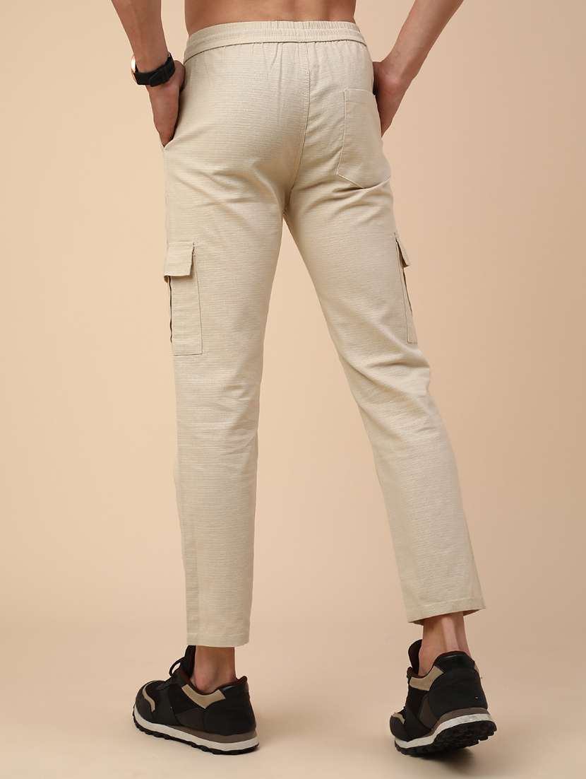 beige cotton  full length track pant - 22360127 -  Standard Image - 4