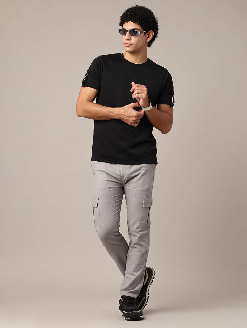 men solid mid rise regular fit cargo  - 22360136 -  Standard Image - 4