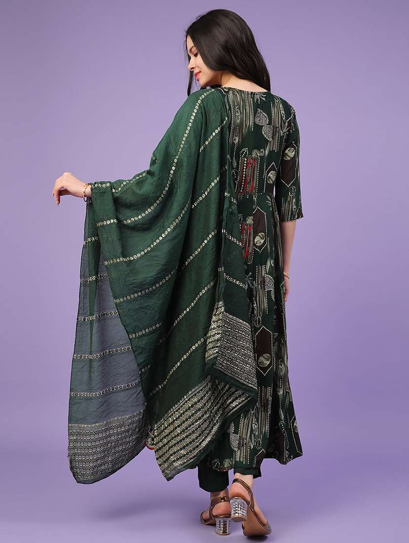 green rayon kurta pant  set - 22360196 -  Standard Image - 4