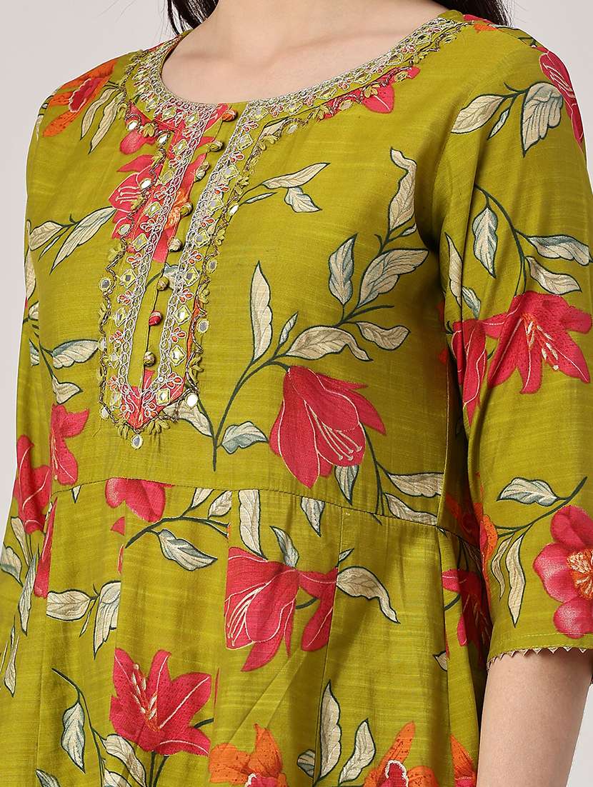 green rayon kurta pant  set - 22360198 -  Standard Image - 1