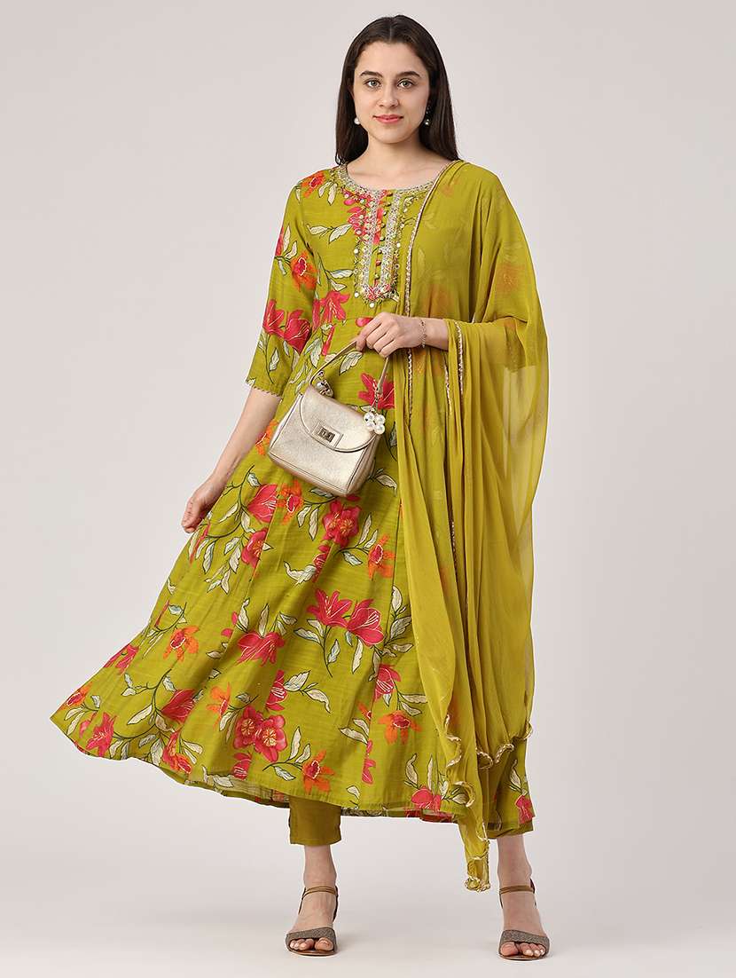 green rayon kurta pant  set - 22360198 -  Standard Image - 4