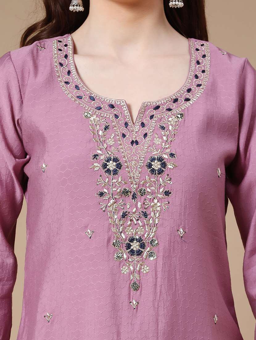 purple cotton blend kurta pant  set - 22360203 -  Standard Image - 1