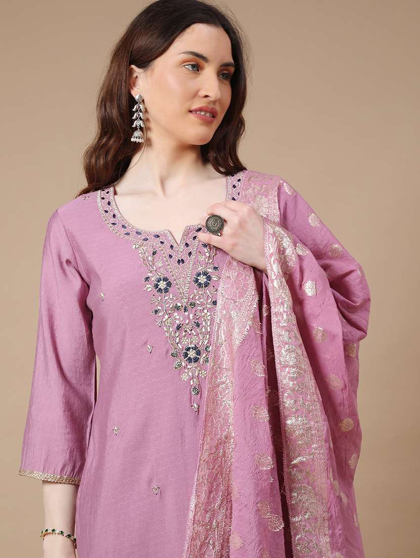 purple cotton blend kurta pant  set - 22360203 -  Standard Image - 4