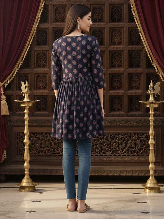 women printed long sleeves flared tunic - 22360215 -  Standard Image - 4