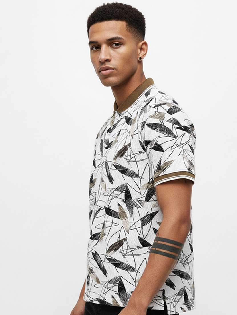 men printed short sleeve regular fit polo t-shirt - 22360221 -  Standard Image - 1