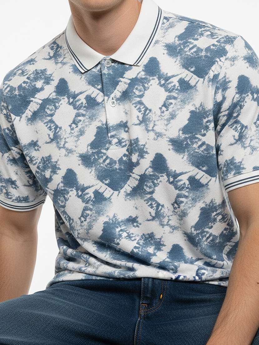 men printed short sleeve regular fit polo t-shirt - 22360228 -  Standard Image - 1