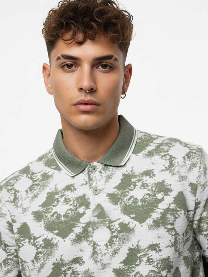 men printed short sleeve regular fit polo t-shirt - 22360229 -  Standard Image - 1