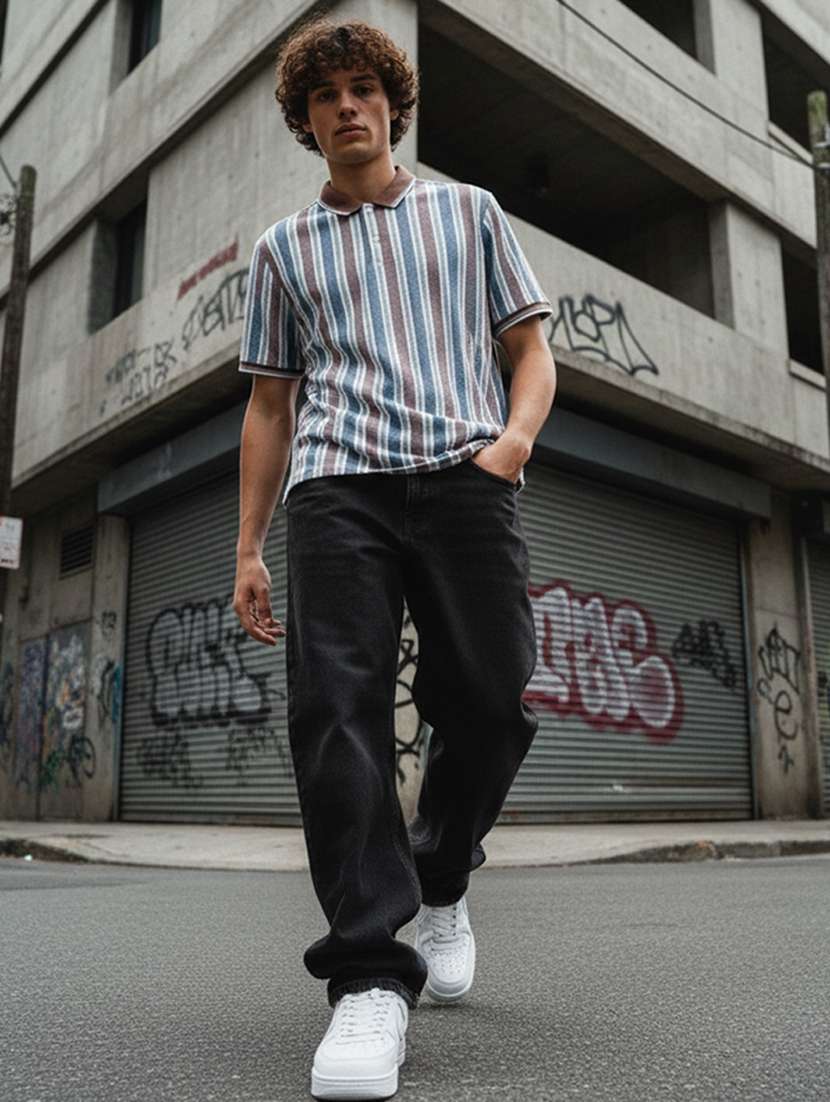 men striped short sleeve regular fit polo t-shirt - 22360243 -  Standard Image - 4