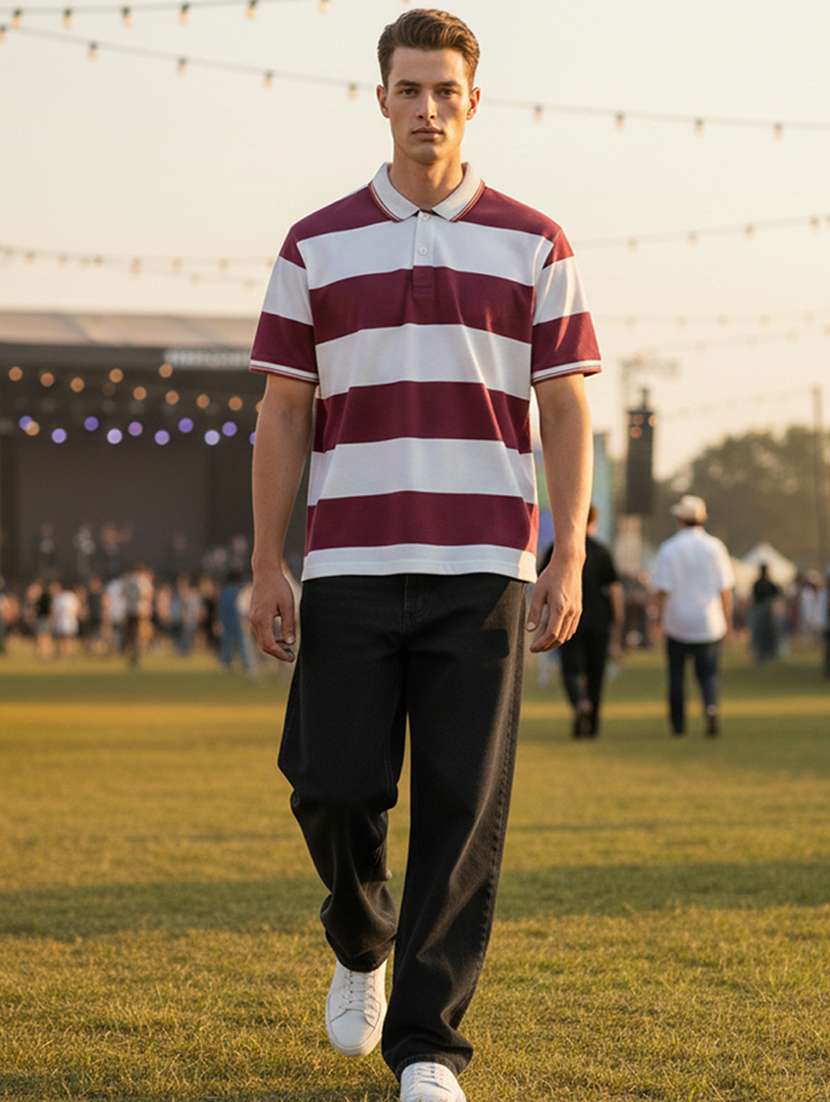 men striped short sleeve regular fit polo t-shirt - 22360248 -  Standard Image - 4