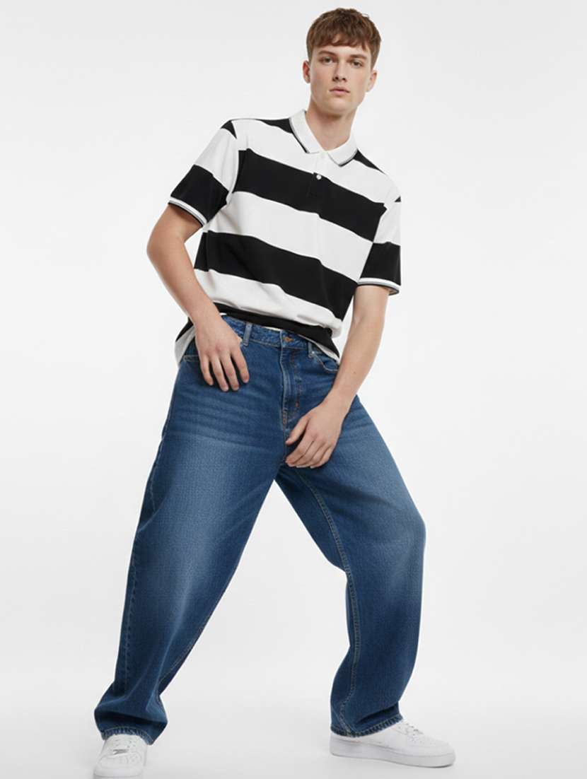 men striped short sleeve regular fit polo t-shirt - 22360251 -  Standard Image - 4