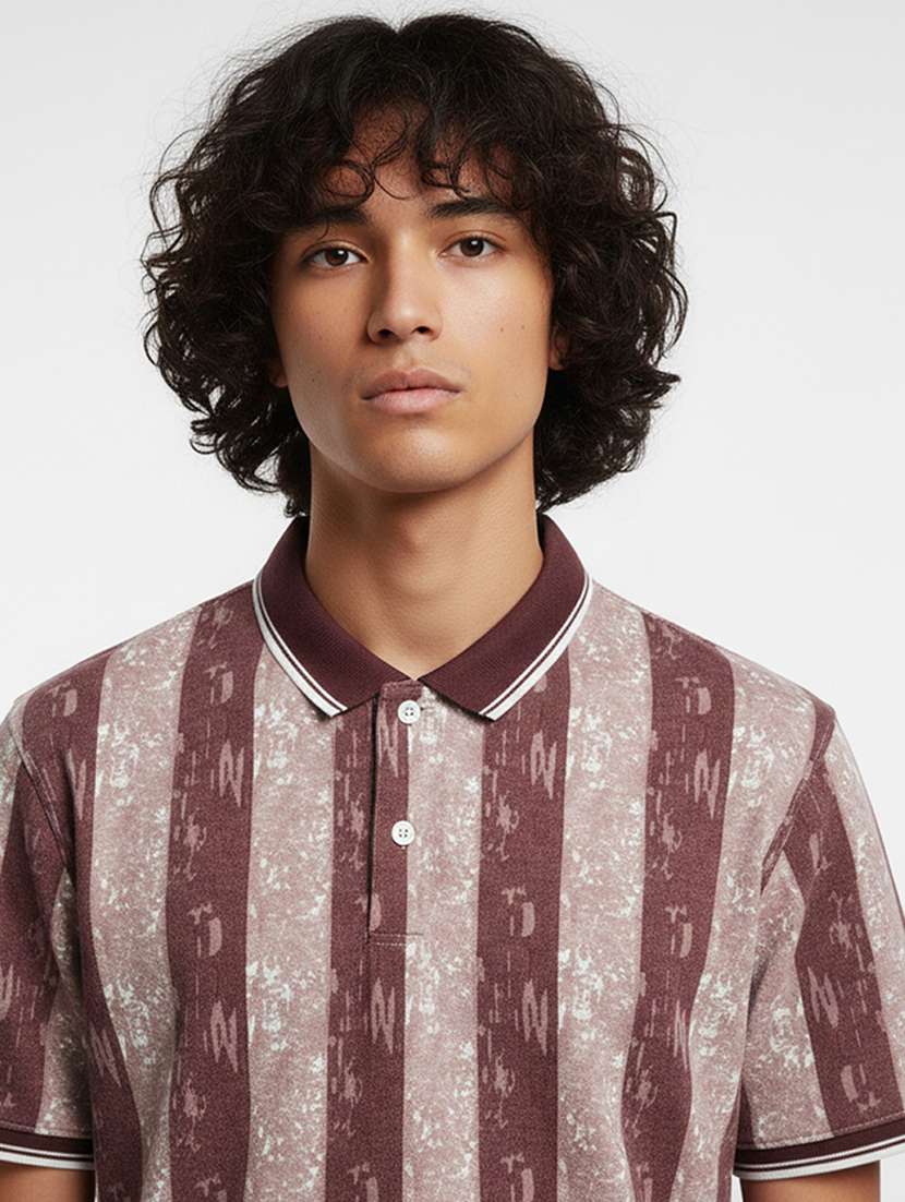 men striped short sleeve regular fit polo t-shirt - 22360253 -  Standard Image - 1