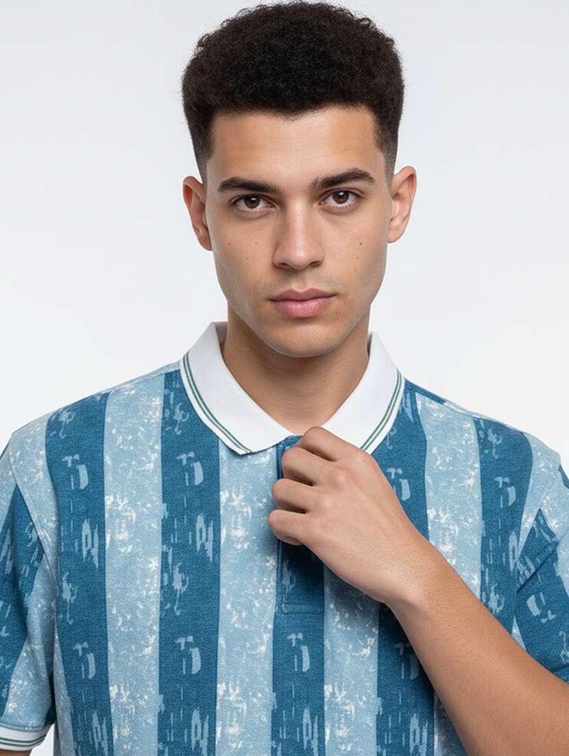 men striped short sleeve regular fit polo t-shirt - 22360254 -  Standard Image - 1