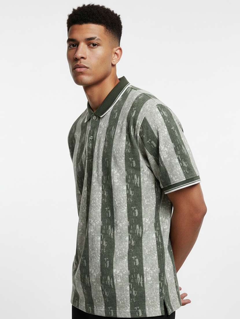 men striped short sleeve regular fit polo t-shirt - 22360257 -  Standard Image - 1