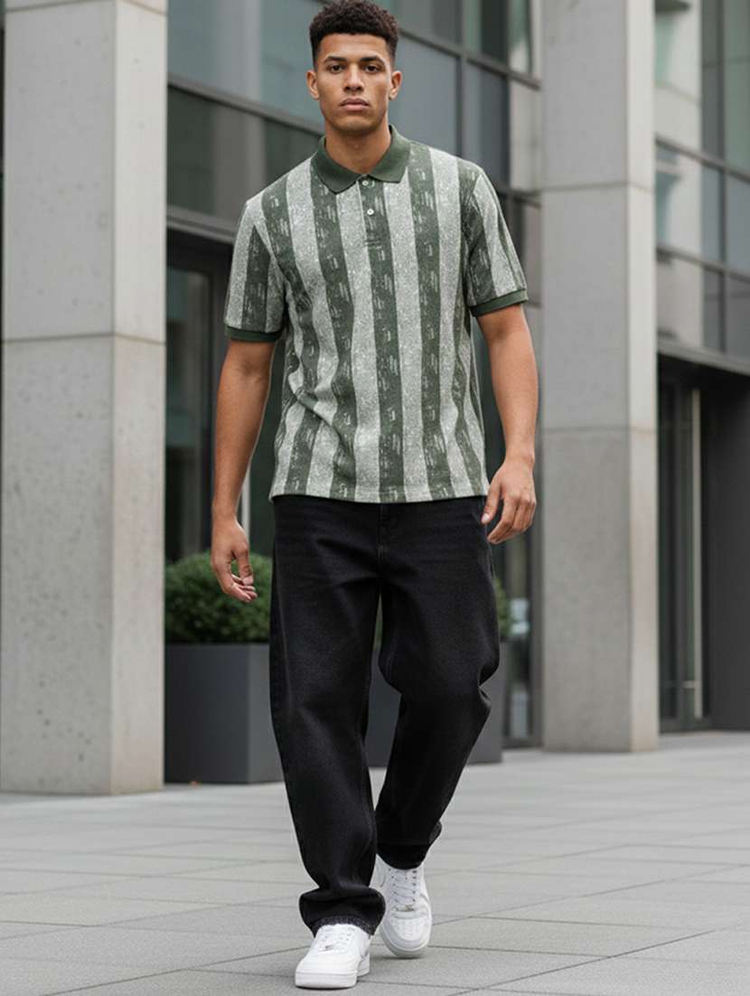 men striped short sleeve regular fit polo t-shirt - 22360257 -  Standard Image - 4