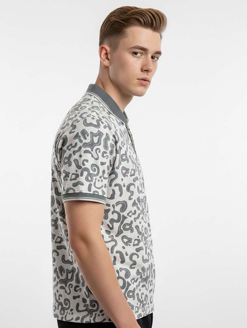 men printed short sleeve regular fit polo t-shirt - 22360259 -  Standard Image - 1